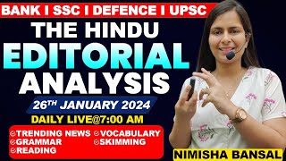 The Hindu Editorial Analysis 26th JANUARY 2024 Vocab Grammar Reading Skimming  Nimisha Bansal [upl. by Pang161]