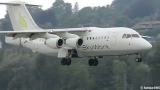 BAe 146200 Avro RJ85  Landing at airport BernBelp HD [upl. by Elisa969]