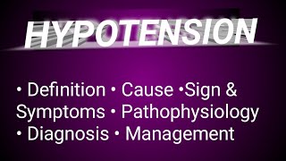 HYPOTENSION in hindi  low blood pressure cause  sign and Symptoms diagnosis [upl. by Timi]