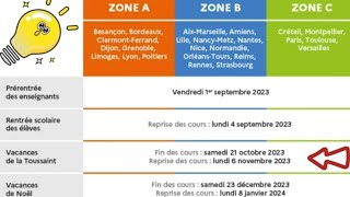 Le calendrier des vacances en France pour lannée scolaire 20232024 [upl. by Papageno]