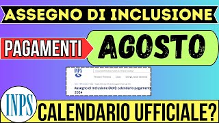 🔴 ASSEGNO DI INCLUSIONE ➡ PAGAMENTI AGOSTO [upl. by Roshelle]