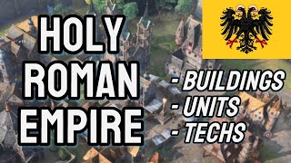 Age of Empires IV Holy Roman Roman Empire Guide  All Buildings Units Tech [upl. by Rushing719]