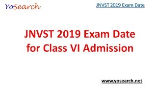 JNVST 2020 Exam Date Full Form  Navodaya Exam Date 2020 for Class VI [upl. by Ogaitnas959]