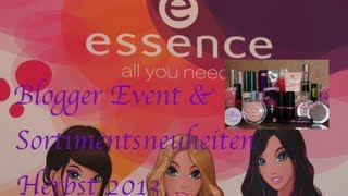 essence Sortimentsneuheiten Herbst 2013  Verlosung amp Blogger Event [upl. by Einittirb]