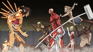 Part 2 of Eren Levi Mikasa Armin vs Armored Titan Female Titan Jaw Warhammer  Attack on Titan [upl. by Adnam]