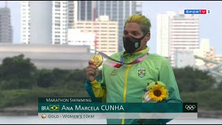 Ana Marcela Cunha Medalha De Ouro Na Maratona Aquática Olimpíadas Tóquio 2020 [upl. by Gerek]