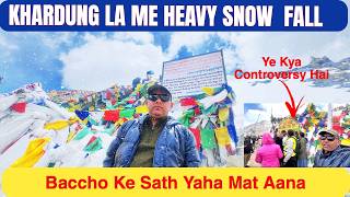 heavy snowfall in khardung la  worlds highest motorable road [upl. by Anilam]