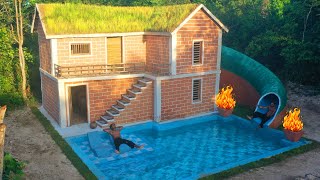 120 Days Building Underground twostory House with water Slide To Swimming Pool [upl. by Treboh]