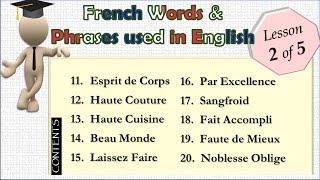 Lesson 25 Top50 French words and phrases used in English [upl. by Attenal]