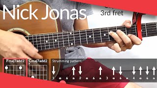 Spaceman Nick Jonas Guitar Tutorial  Chords Strumming [upl. by Lohman]