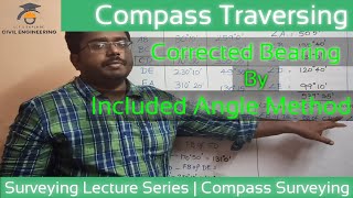 Compass Traversing problem Solved In Tamil  Corrected bearing by Included angle Method [upl. by Azar965]