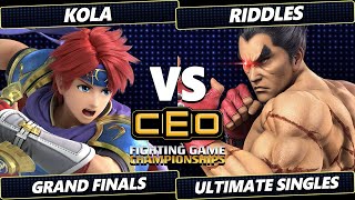 CEO 2024 GRAND FINALS  Kola Roy Vs Riddles Kazuya Smash Ultimate  SSBU [upl. by Ettelocin]