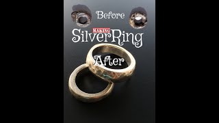 MAKING OWN WEDDING RINGS  MAKING HAMMERED RINGS ringmaking silverring [upl. by Annaierb403]