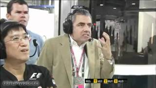 Rowan Atkinson MrBean watching the F1 and [upl. by Younger]