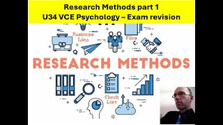 Research Methods Part 1  VCE Psychology Exam Revision 2023  2027 SD [upl. by Ainedrag]