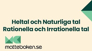 Heltal och Naturliga tal  Rationella och Irrationella tal  Matte 1 [upl. by Minoru]