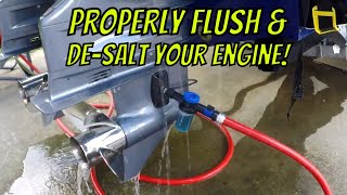 How to flush and DeSalt Your Boat Motor BETTER Outboards or Inboards [upl. by Nelhsa]