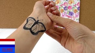 zelf tattoo maken Nederlands  DIY TATTOO tijdelijk tutorial  DIY ideeën [upl. by Ellekim]