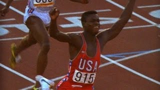 Carl Lewis Wins 100m Relay and Long Jump Gold  Los Angeles 1984 Olympics [upl. by Ativoj]