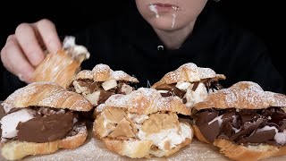 ASMR Croissant Ice Cream Sandwiches Magnum HaagenDazs Mukbang  Eating Sounds [upl. by Dadinirt]