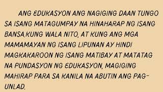 Ang Kahalagahan ng Edukasyon Mula sa Sanaysay Filipino blogspot com [upl. by Wilhelmina]