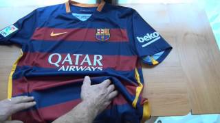 Unboxing Camiseta Nike do FC Barcelona Oficial Home Stadium 20152016 Original [upl. by Annaiv466]