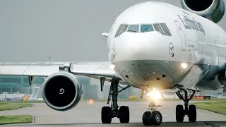 quotROCKET Climbquot Take Off Lufthanse Cargo McDonnell Douglas MD11F DALCJ at Manchester Airport [upl. by Wellington]