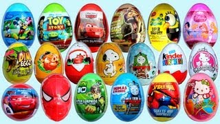 19 Surprise Eggs Kinder Surprise Cars 2 Mickey Mouse Spongebob Disney Pixar [upl. by Golliner863]