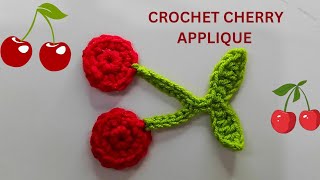 crochet cherry 🍒 applique Cherrycrochet786 [upl. by Nednyl150]