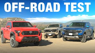 OffRoad Comparison Test Toyota Tacoma TRD OffRoad vs Ford Ranger FX4 vs Chevrolet Colorado Z71 [upl. by Nahtanohj107]