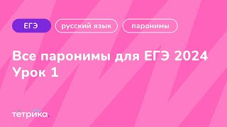 Все паронимы для ЕГЭ 2024  Урок 1 [upl. by Edmanda]