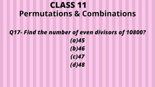 Q17 Find the number of even divisors of 10800 [upl. by Hope]