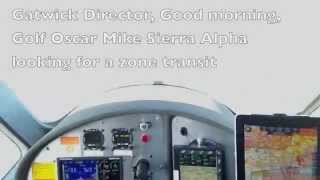 GATWICK ZONE TRANSIT ATC RT CALLS [upl. by Seel324]