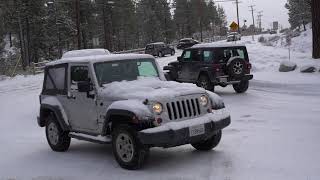 Cars sliding on Maple Lane after recent snowfall in Big Bear CA [upl. by Ardnwahsal]