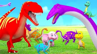 Trex Dinosaur vs Brontosaurus Fight  Jurassic World Dinosaur Fights  Dinosaur 🦕 Cartoon Videos [upl. by Nesto]