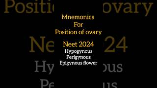 1 minute trick for position of ovary hypogynous perigynous epigynous flowerneet ytshorts [upl. by Eiluj211]