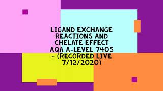 Ligand exchange reactions and Chelate effect AQA chem [upl. by Eyram]