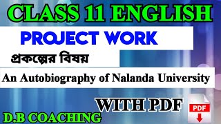 CLASS 11 ENGLISH PROJECT WORK FOR 2024  WBCHSE  DB COACHING [upl. by Brad]