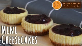 MINI CHEESECAKES  How To Make Mini Blueberry Cheesecakes  Ep 30  Mortar and Pastry [upl. by Mairem]