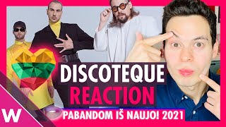 The Roop  Discoteque REACTION  Lithuania Eurovision 2021 selection [upl. by Adlaremse689]