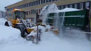 Svedala Arbrå Snowblower on a Volvo L60E  L90C with sideplow Snowclearing  Snöröjning [upl. by Irra]