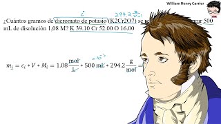 Calcular 𝐦𝐚𝐬𝐚 de K2Cr2O7 para preparar 500 mL a 108 molar á𝐥𝐠𝐞𝐛𝐫𝐚 [upl. by Anovahs]