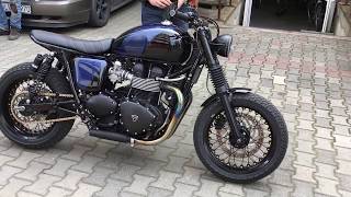 Triumph Bonneville custom cafe racer in brat style by UNIKAT [upl. by Aicire]