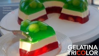 Receta de Gelatina Tricolor  CANTIDADES EN LA CAJITA DE INFORMACIÓN [upl. by Rehportsirhc255]