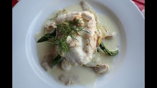 Cornish Megrim poached in a white wine and mushroom sauce [upl. by Lavicrep91]