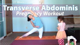 Transverse Abdominis Pregnancy Workout  Second Trimester 21 weeks [upl. by Anirtac]