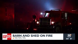 Firefighters battle barn and shed fire in rural Monroe County [upl. by Jammie]