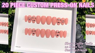 How to do Press On Nails  20 Piece Custom Set  Short Nails  Start to Finish nailart [upl. by Leirrad]