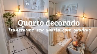 Transformei meu quarto com pequenos detalhes  Vem decorar comigo  Quadros novos [upl. by Ahsemad]