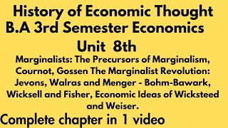 BA 3rd Semester Economics Unit 8Cournot GossenMarginalist RevolutionJevons WalrasMengerFisher [upl. by Bettine]